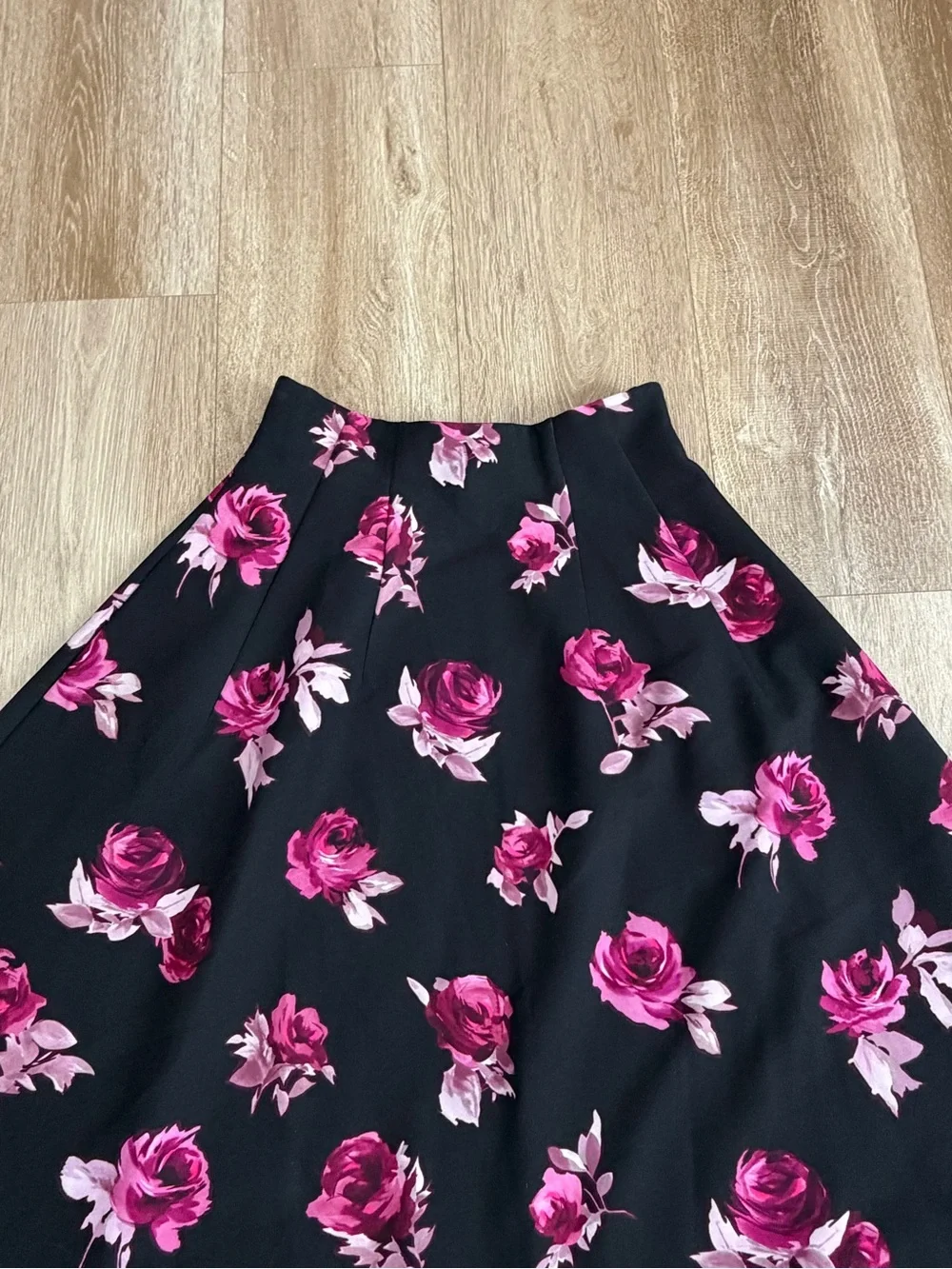 KATE SPADE New York Encore Rose Floral Flared Skirt in Black Pink Size 4